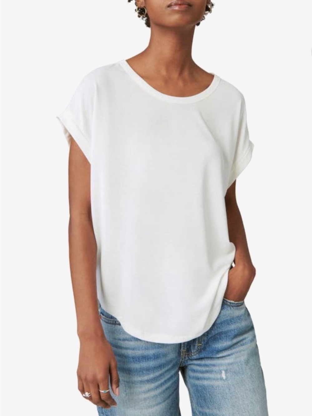 Lucky Brand Sandwash Dolman Tee Bright White Size L